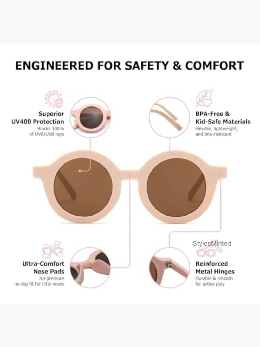 Kids Round UV400 Protection Sunglasses Age 2-8